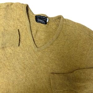 True‎ VTG Aqualamb By Campus Men's Wool Mustard Yellow V neck Sweater Size M